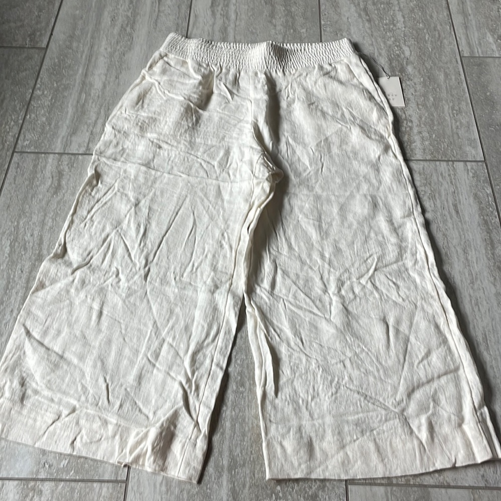 A new day,Large Cream,long pants with wide hemlines for women and 2 slidepockets